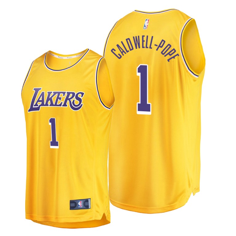 Men's Los Angeles Lakers Kentavious Caldwell-Pope #1 NBA Replica Icon Edition Gold Basketball Jersey SXM5783MS
